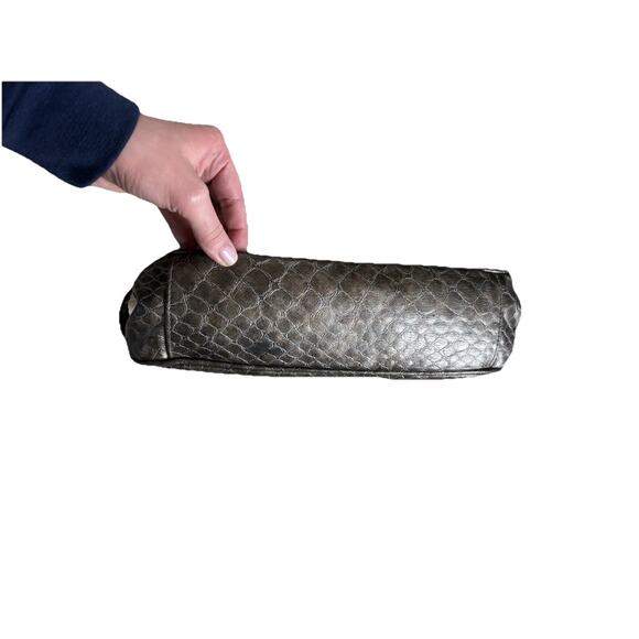 Y2K Grey Snakeskin Shoulder Bag with Silver Hardware Purse - Picture 5 of 8